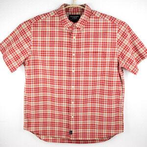Abercrombie & Fitch Shirt Red Short Sleeve Button Up Shirt Mens SIZE L